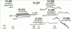 вихлопна система на MERCEDES SPRINTER 2.9 D 1995-2000 75kW