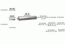 вихлопна система на MERCEDES 10-16 T 1217/1217 A-AK-K-AS-KO-S-LS-L/1417/1417 A-AK-K-KO-AKO/1617/1 