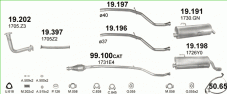 вихлопна система на PEUGEOT 206 1.4 HATCHBACK 1998-2001 55kW