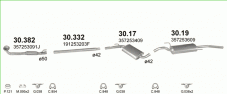 вихлопна система на VOLKSWAGEN PASSAT 1.9 D SEDAN, KOMBI 1989-1991 50kW