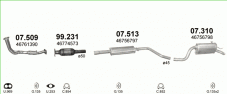 вихлопна система на FIAT PUNTO II 1.9 D HATCHBACK 1999-2006 44kW