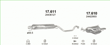 вихлопна система на OPEL ZAFIRA A 2.0 D VAN 1999-2005 60kW